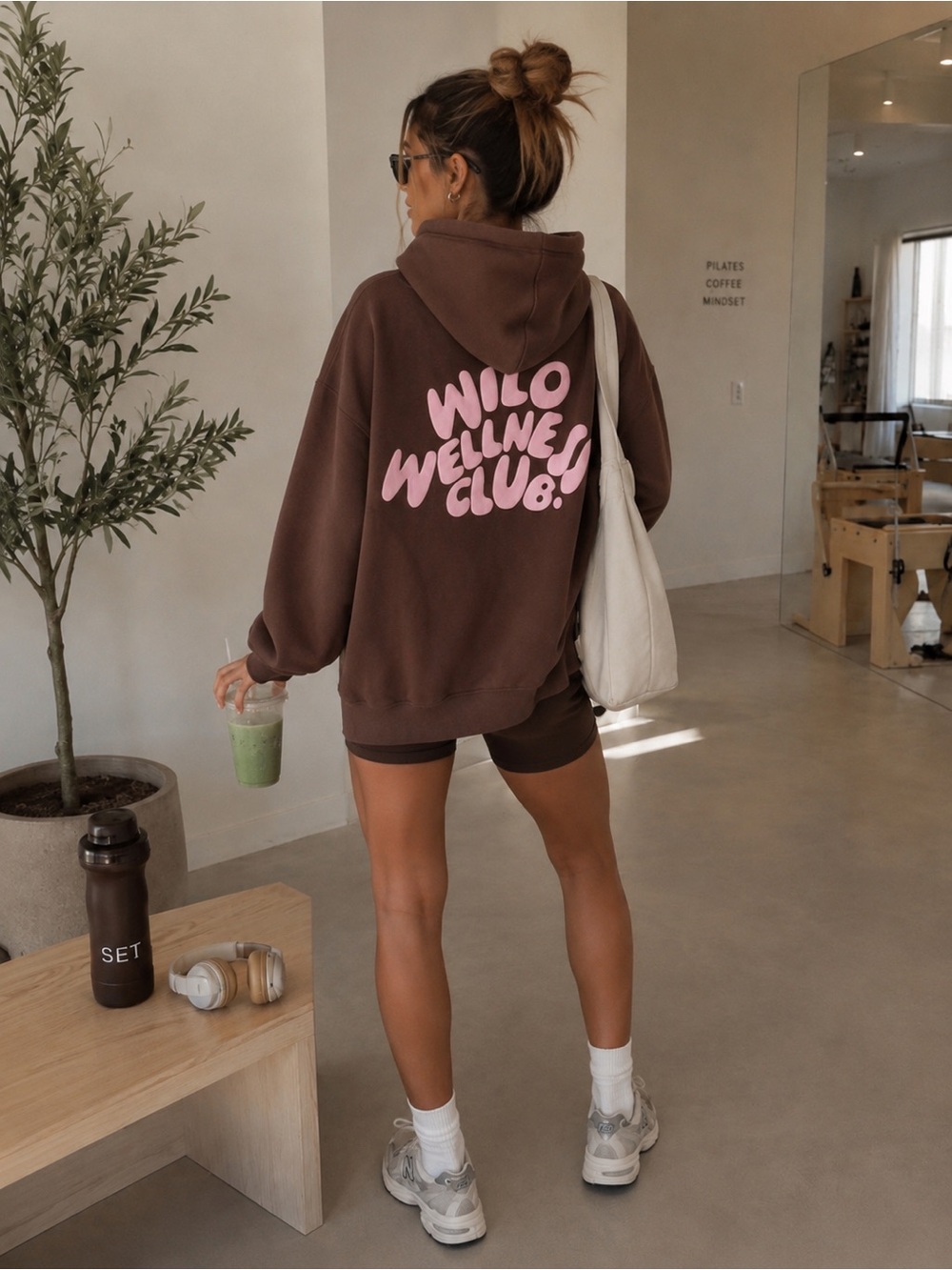 WILO Brown Oversized Hoodie - Pilates Yoga Wellness Club